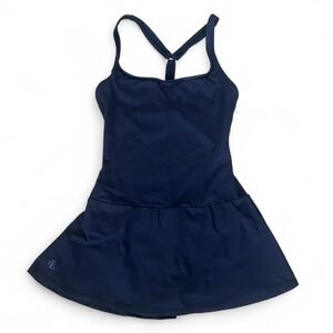 Lauren Ralph Lauren Navy Blue Skirted One-piece Swimsuit Vintage Classic Y Back